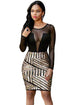Sexy Long Sleeves Mesh Shadow Sequin Bottom Dress